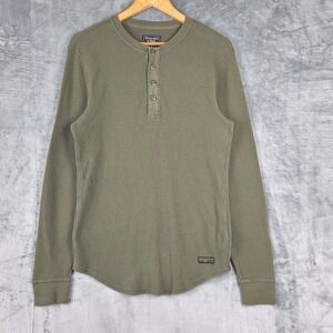 Abercrombie‎ & Fitch Henley Shirt Mens Medium Green Thermal Waffle Preppy Casual